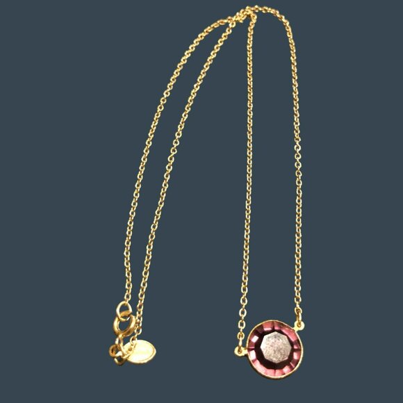Avon Jewelry - VTG AVON Gold Chain Necklace W/Purple Gemstone Pendant 80s